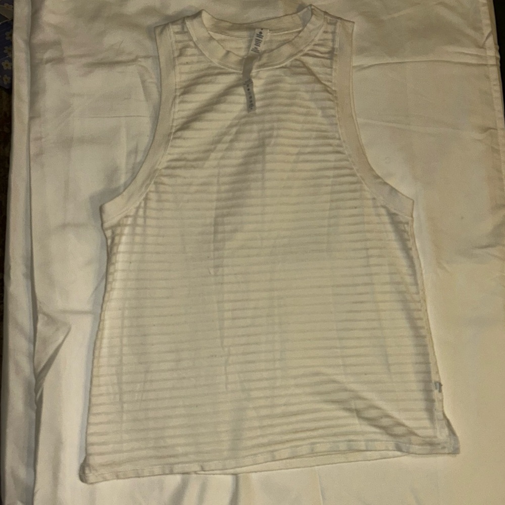 Lululemon White Striped Racerback Tank
